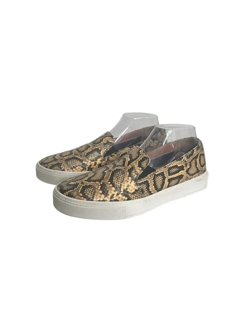Aquatalia Onida Snake Print Leather Slip-On Sneakers in Caramel Women’s Size 9.5